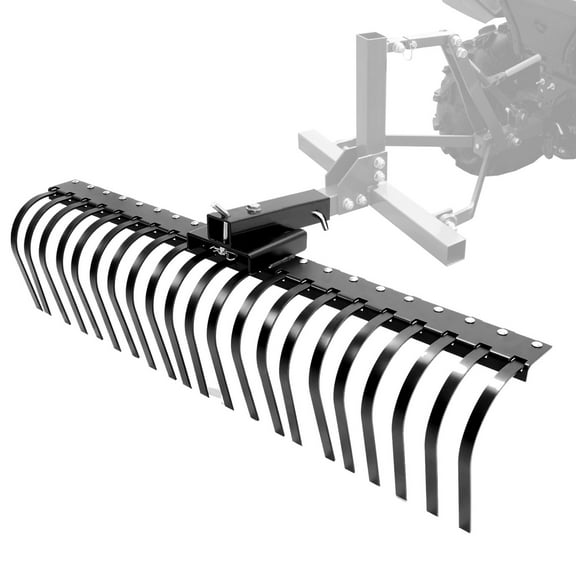 60'' 3 Point Landscape Rock Rake Steel for Category 1 Compact Tractors Loader