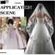 thumbnail image 5 of Velo de novia blanco de dos capas con borde de encaje floral, velo de malla con peine metálico, velo de tul suave hasta la punta de los dedos, 5 of 5