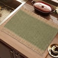 thumbnail image 2 of Natural Jute Boho Chic Fringe Edge Table Placemats, Rectangular Rustic Farmhouse Burlap Tassel Dining Table Mats, Heat Resistant Washable Placemats for Kitchen Dining Table, 1Pc(Green1,17.7x11.8"), 2 of 7