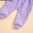 thumbnail image 5 of Atogsazn Toddler Long Sleeve Sweatshirt and Trousers Outfit Clearance Toddler Kids Boys Girls Fashion Cute Solid Color Long Sleeve Pocket Hooded Sweatpants Suit 2-3 Years Purple, 5 of 9