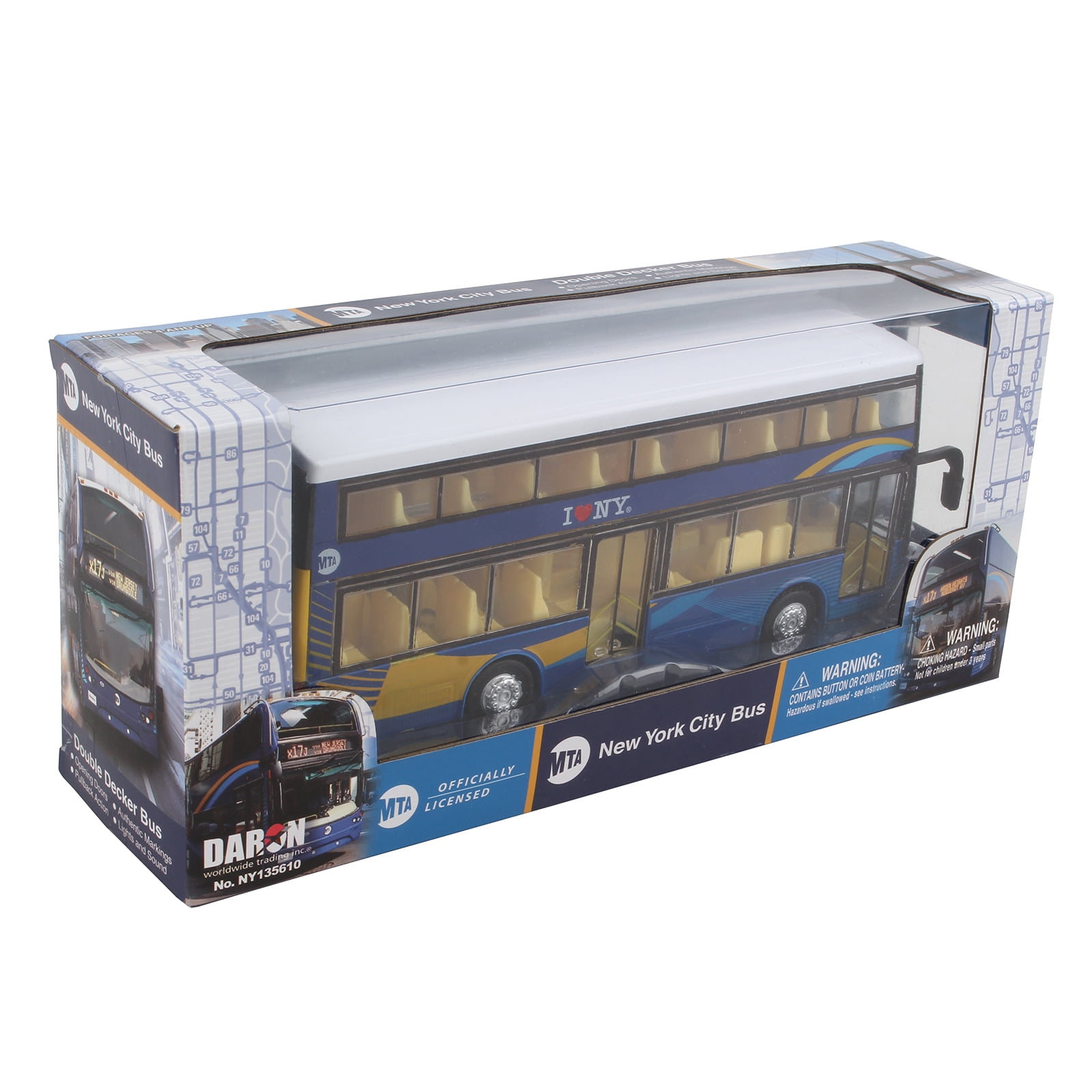 6.5'' Diecast Toy Car Sightseeing Tour Bus NYC Double Decker New York City 