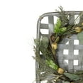 thumbnail image 2 of Northlight Small Fall Harvest Hops and Cattail Grapevine Wreath in Wood Basket - 16", 2 of 3
