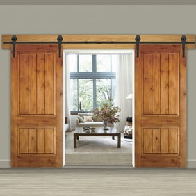 Yaheetech 12ft Sliding Barn Door Closet Hardware Set Black Wood