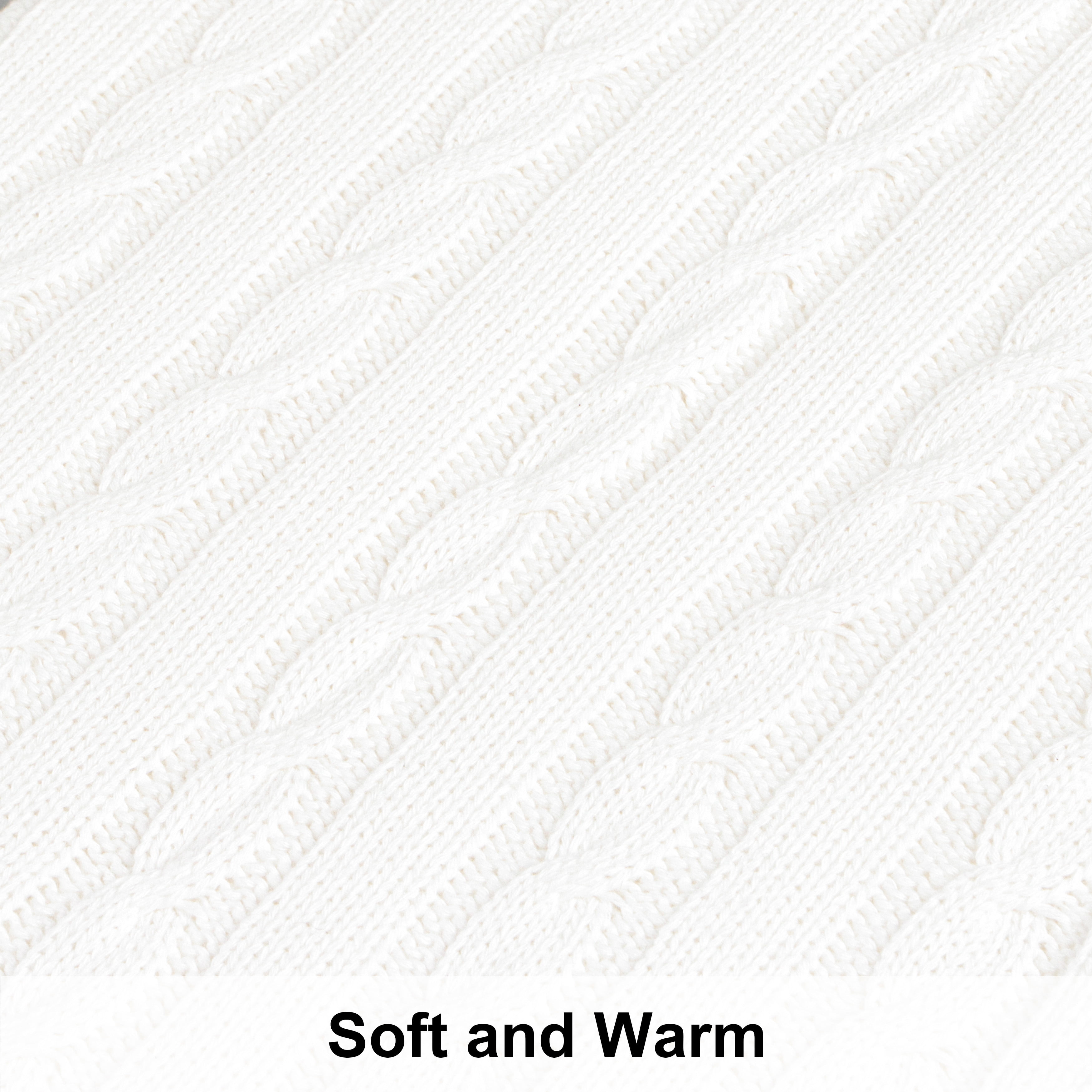Ntbay 100% Cotton Cable Knit Throw, Super Soft Warm Knitted Blanket Home Decor, 60"x80", White