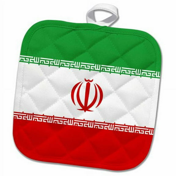 3dRose Flag of Iran Iranian Stripes with Islamic Allah Emblem Muslim World Arab Country Pot Holder