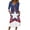 Dark Blue, variant on Women's Independence Day 250 Years Anniversary Floral and Flag Print Dress 3/4 Sleeve Button Neck Midi Dress Loose Fit Casual Patriotic Summer USA Flag Dress for Daily Wear Dark Blue L