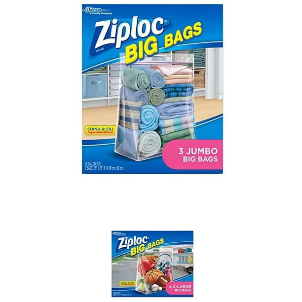 Ziploc Big Bags Xxl Double Zipper Bag 3 Ct And Big Bag Double Zipper X Large 4 Count Walmart Com Walmart Com