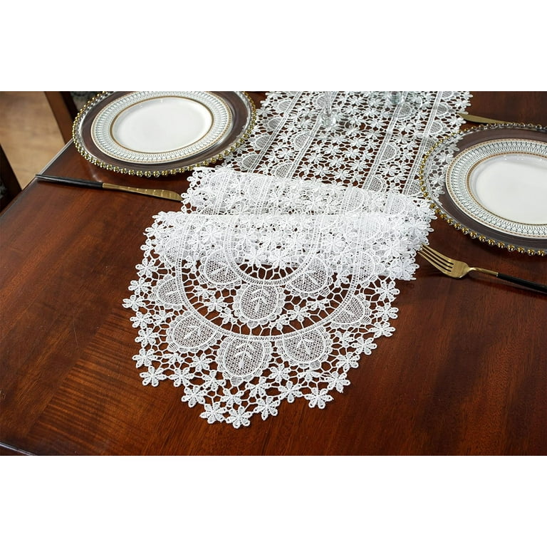 Lace Doily Table Runners Dresser Scarf Embroidered Flowers - Walmart.com