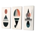 thumbnail image 2 of Designart "Visionary Retro Moon in Geometric Minimalism VI" Transitional Wall Art Set Of 3 - Abstract Transitional Pink Canvas Set For Living Room Decor, 2 of 5