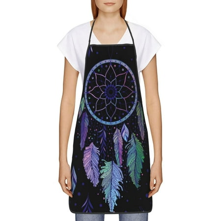 

Goofa Bib Apron Unisex Aprons Adjustable Waterdrop Resistant Cooking Kitchen Apron for Chef Dreamcatcher With Colorful Feathers Pattern Apron Bulk