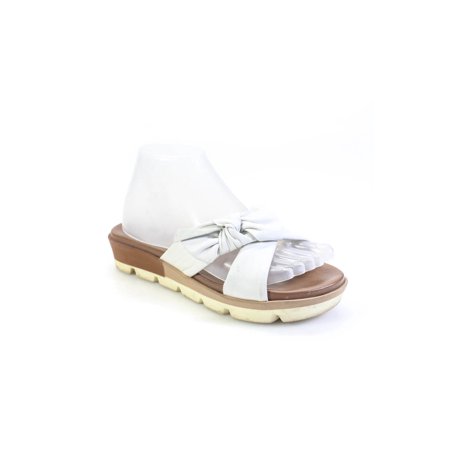 

Pre-owned|Summit by White Mountain Womens Leather Slides Sandals Shoes White Size 8