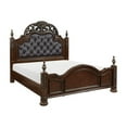 thumbnail image 3 of Cherry Finish Formal Traditional 1pc King Size Bed Button Tufted Upholstered Headboard Elegant Furniture, 3 of 5