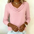 thumbnail image 2 of BLVB Eyelet Tops for Women Draped Cowl Neck Blouses Long Sleeve Dressy Casual Shirts Spring Summer Fashion Clothes, 2 of 6