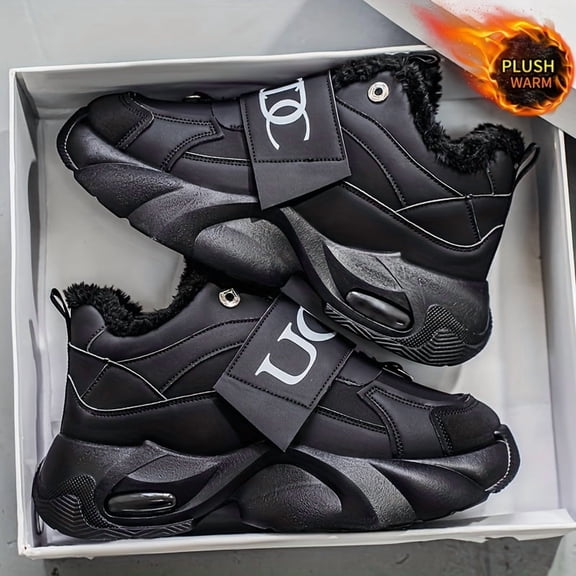 Men's Winter Thermal Low-Top Sneakers - Warm PU Upper & PVC Sole, Lace-Up for Outdoor, Casual, Sports - Cold Weather Traction, Low-Top Round Toe (Low-Top Ankle) - Ideal for Ice & Snow