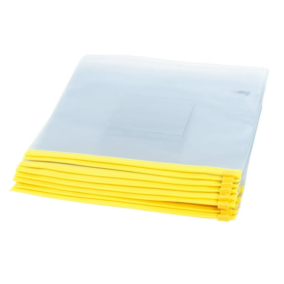 Unique Bargains Office Plastic Zipper Closure Bag File A5 Paper Document Folder Yellow