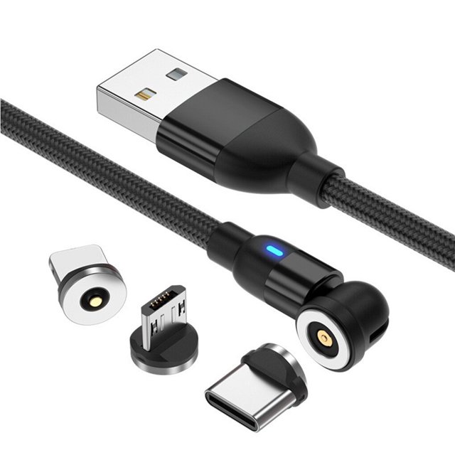 USB Charging Cable 540-Degree Magnetic Chargers Lightweight Portable Type-C Data Wire Charger Line for Smart Bracelets Black 1m 2 held