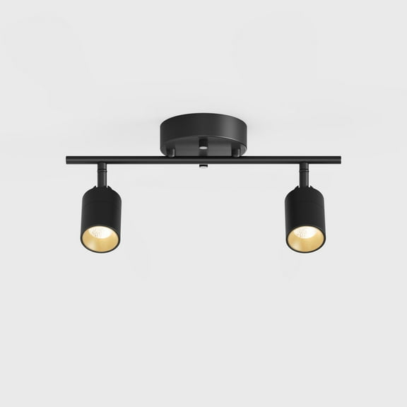 Shura Black 2-Light Track Light with Rotatable Heads, Integrated LED Bulbs, 3000K, 15 in.