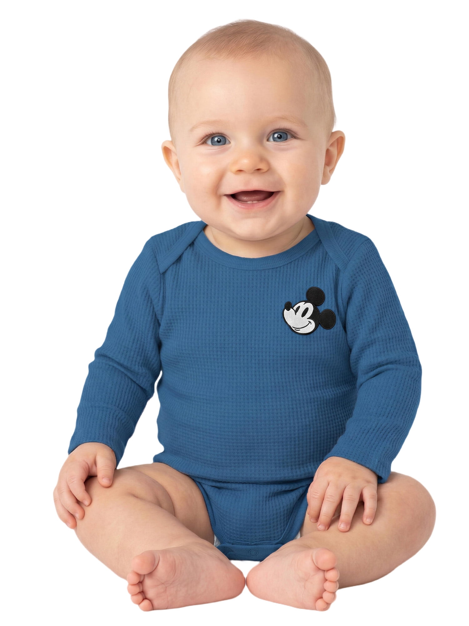 Mickey Mouse Baby Boy 3 Pack Long Sleeve Bodysuit, Size 0-24 Months