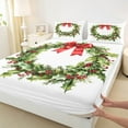 thumbnail image 3 of Manfei Xmas Flower Wreath Full Size Sheets,Merry Christmas Bed Sheets,Red Berry Bowtie Sheet Sets For Kids,Super Cozy Room Decor,4 Pieces, 3 of 7