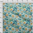 thumbnail image 2 of oneOone Cotton Silk Teal Blue Fabric Stripe|Triangle & Daisy Floral Dress Material Fabric Print Fabric By The Yard 42 Inch Wide, 2 of 4