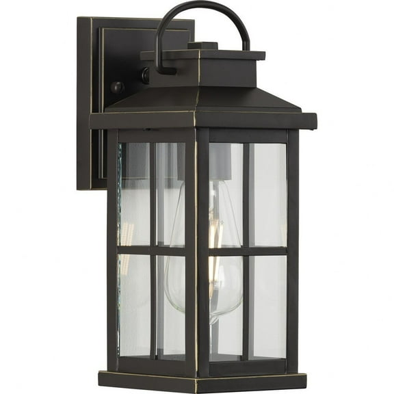 Williamston Collection One-Light Antique Bronze and Clear Glass Transitional Style Small Outdoor Wall Lantern
