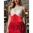 thumbnail image 3 of FEOYA Women's Waist Corset Belt Vintage Elastic Waist Belt Pirate Corset Belt Lace Up Corset Belt Tied Waspie Renaissance Corset Waistband PU Leathers Girdle Red for Daily Dresses Wear, 3 of 6