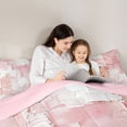 thumbnail image 4 of Manfei Abstract Geometric Block Twin Comforter Sets, Abstract Artwork Bedding Set, Pink White, Pink Reversible 2pcs, 1 Comforter and 1 Pillowcase, 4 of 6