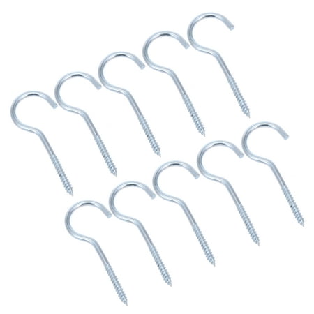 

10 Pack Zinc Plated Metal Screw-In Ceiling Hooks Cup Hooks Question Mark Shape Hooks Mug Hooks Holder Key Jewelry Display Hangers for Home Office(4.1 Inches)