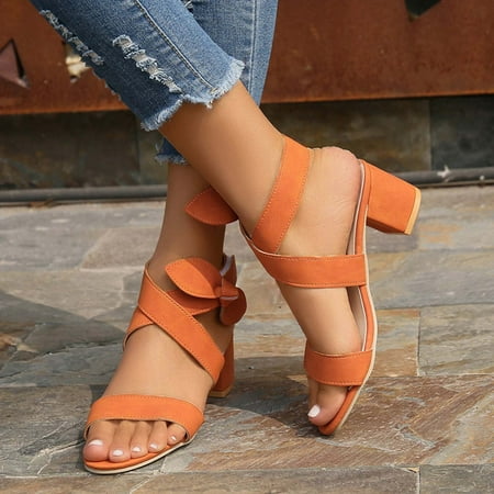 

Women Sandals Savings Clearance 2023! KBODIU Women s Chunk Low Heel Pump Sandals Women s Peep Toe Sandals Bowknot 6CM High Heels Solid Color Dress Sandals