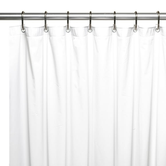 Mildew-Resistant, 10 Gauge Vinyl Shower Curtain Liner w/ Metal Grommets and Reinforced Mesh Header in White