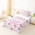 thumbnail image 3 of spefrowx Cute Pearl Shell Twin Sheets for Kids, Pink Princess Bow Coral Bedding, 3 Pieces, 1 Flat Sheet, 1 Fitted Sheet and 1 Pillowcase, 3 of 6