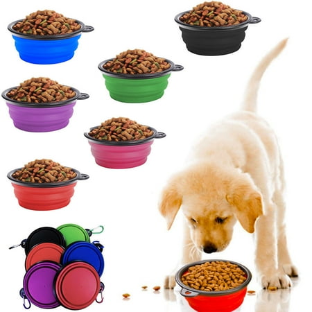 - Pop-up Dog Bowl & Pet Bowl (S/M) Collapsible Travel Silicone Camping Crate Dish Bowl by KIQ (2 Cup Set) Blue/Red