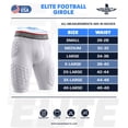 thumbnail image 7 of Exxact Sports Elite 5-Pad Adult Football Girdle for Men with Cup Pocket, Padded Compression Shorts with Integrated Hip, Thigh, Tailbone Pads, Men's Girdle Football (AS, White), 7 of 7