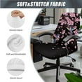 thumbnail image 3 of FKELYI Pink Cherry Floral Hummingbird Print 3 Pcs Set Office Chair Cover with Armrest Covers Anti-Dust Swivel Boss Chair Slipcover Gaming Armchair Protector, Large, 3 of 6