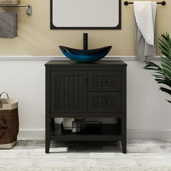 Eclife 30" Freestanding Bathroom Vanity Set with Vessel Sink, Faucet and Drain