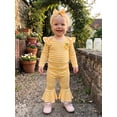 thumbnail image 4 of RUINIXCW Baby Girls Fall Outfits Long Sleeve Striped Romper + Pants + Headband, 4 of 8