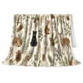 thumbnail image 2 of Woodland Animals Forest Scene, Cozy Naturalist Watercolor Style for Nature Lovers, Deer Bear Fox Theme and Thanksgiving Gift, Soft Flannel Blanket for Cabin Living Room, Home Decor, 2 of 9