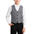 thumbnail image 6 of Boys' Solid Color Vest, V-Neck Button Front Sleeveless Blazer Style, Formal Casual Top for Boys, Ideal for School Events & Special Occasions, Comfortable Fit, 4-14 Years Gray 11-12 Years, 6 of 7