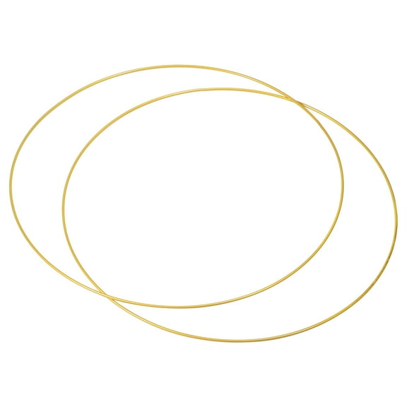 Unique Bargains Round Metal Floral Hoop Frame Macrame Ring Wreath Gold Tone Gold 19.7"