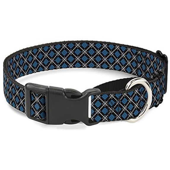 Buckle-Down Argyle Black Gray Turquoise Martingale Dog Collar