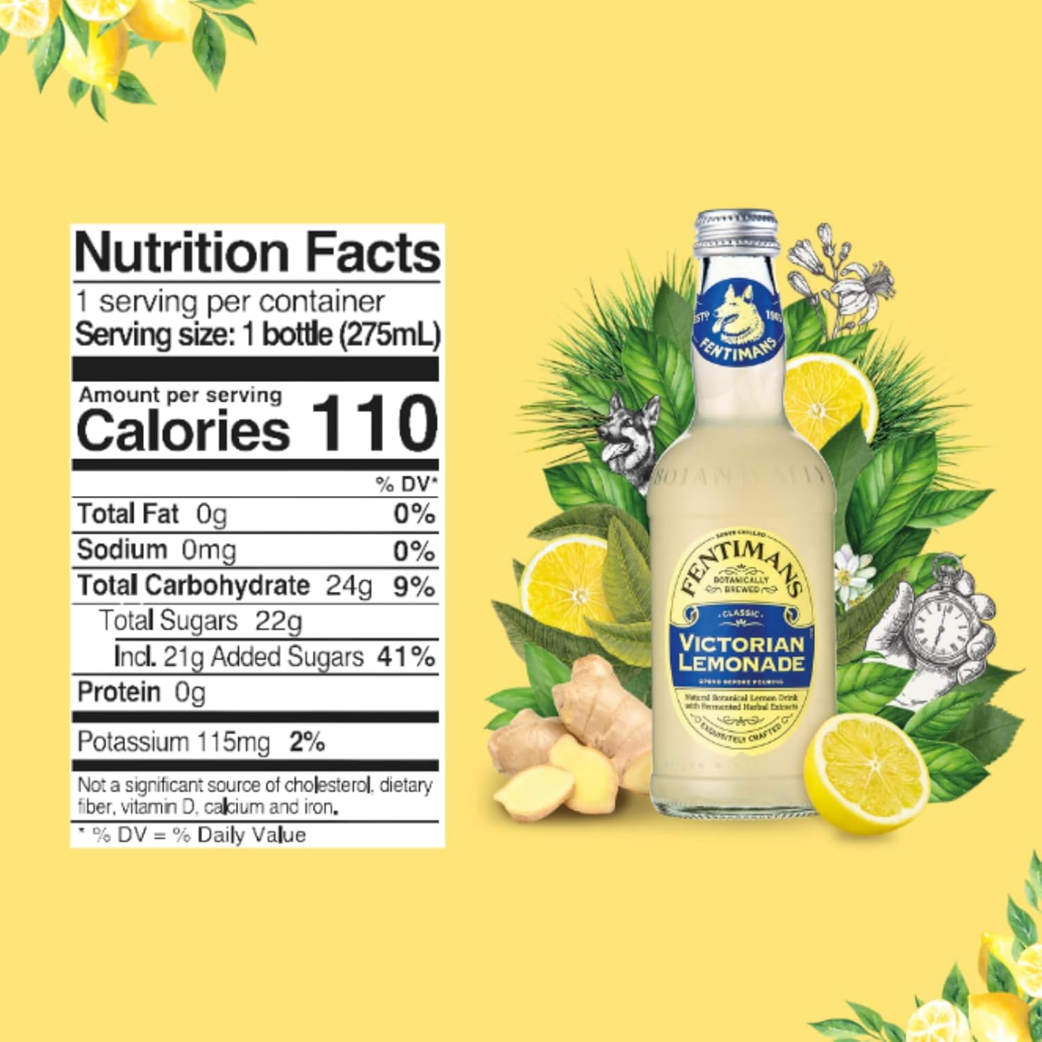 Fentimans Sparkling Victorian Lemonade - Lemon Sparkling Water, Craft Soda - 9.3 Fl Oz (Pack of 12)