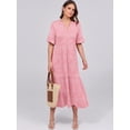 thumbnail image 4 of ANRABESS Womens Summer Maxi Dresses Casual Ruffle Short Sleeve V Neck Flowy Tiered 2026 Spring T Shirts Beach Boho Dress Pink Floral Large, 4 of 8