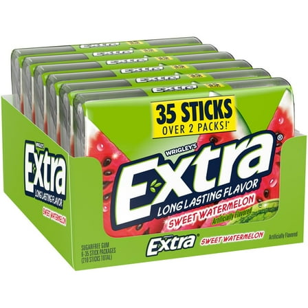 EXTRA Gum SWEET WATERMELON Sugar Free Chewing Gum Mega Pack, 35 Stick (Pack of 6)