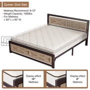 Behost Queen Bed Frame with Headboard and 11 Underbed Storage, Metal Wood Platform Bedframe Queen Size Bedroom Furniture