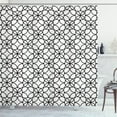 thumbnail image 1 of Trellis Shower Curtain, Abstract Line Design Floral Rounds and Grids with Vintage Influences, Fabric Bathroom Set with Hooks, 69W X 84L Inches Extra Long, Charcoal Grey and White, by Ambesonne, 1 of 3