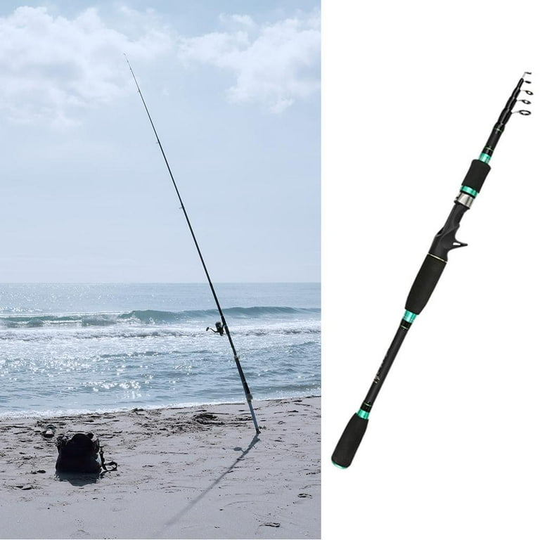Telescopic Fishing Rod Saltwater Carbon Fishing 5.9ft/6.89ft/7.87ft/8.86ft  Carp Feeder Rod for Boat Rock - Black, 2.1m
