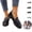 Black, variant on YOUYEDIAN Womens Loafers Summer Platform Walking Shoes Comfortable Casual Slip on Buckle Shoes