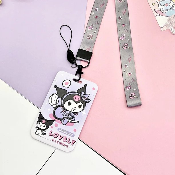 Llavero Kawaii Cinnamoroll Sanrio My Melody, colgante de Anime, Purin, perro, gato, tarjetero, cordón de plástico, portatarjetas para niña