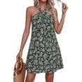thumbnail image 3 of PRETTYGARDEN Womens Summer Halter Mini Dress Sleeveless Boho Floral Short Sundress Casual Flowy Beach Dresses, 3 of 10