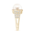 thumbnail image 3 of ANGARA Freshwater Cultured Pearl and Coffee Diamond Halo Ring in 14K Yellow Gold for Women | June Birthstone, Birthday, Anniversary, Jewelry Gift for Women | Pearl Ring, 3 of 9